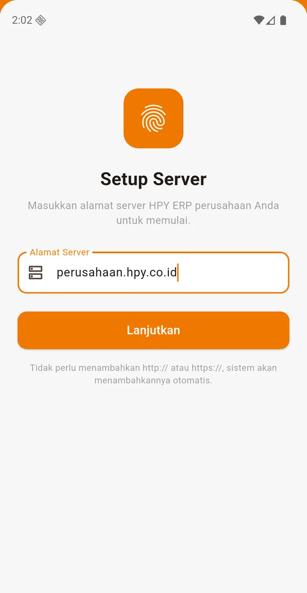 Aplikasi HPYPresence: pengaturan server perusahaan